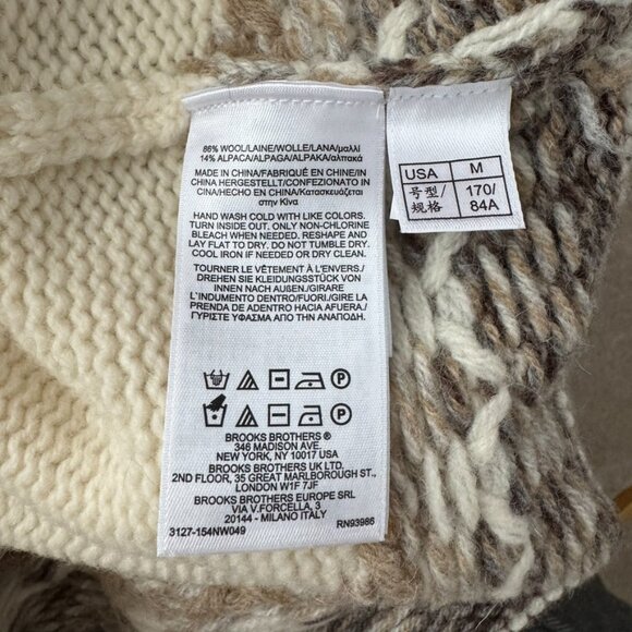 NWT Brooks Brothers Italian Yarn Alpaca Wool Blend Fair Isle Sweater - size M - Picture 5 of 5
